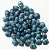 50 9x7mm Satin Light Blue & Black Tortoise Flat Oval Beads